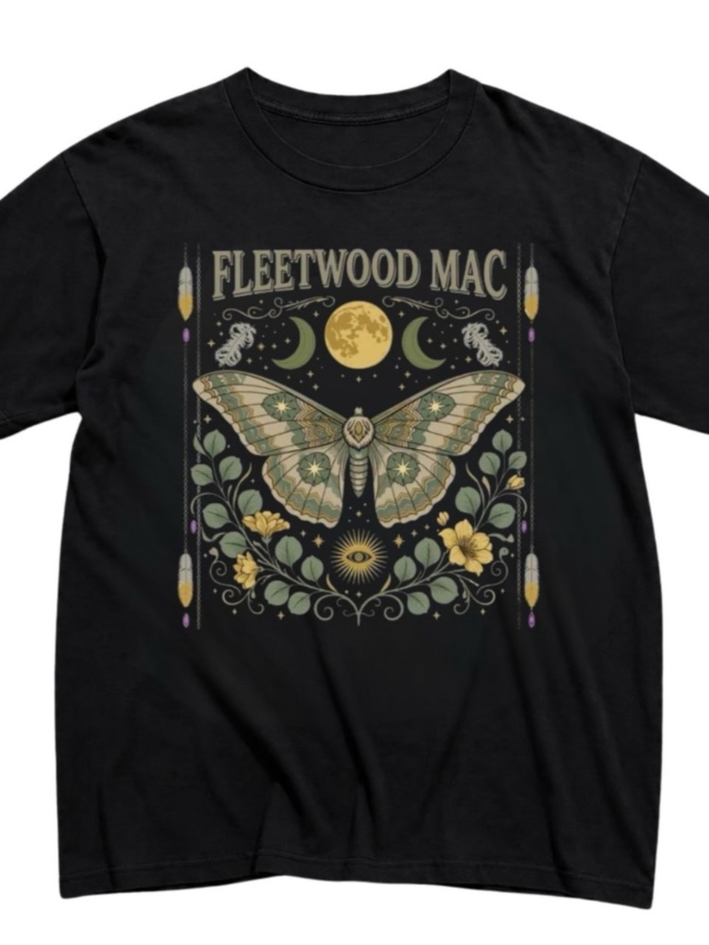 Graphic Tee with Moth & Moon